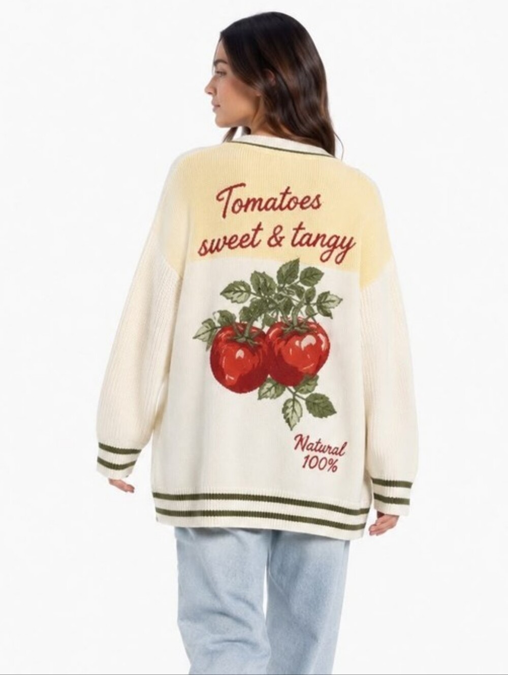 NWT 33 Degrees Tomato Graphic Cardigan Sweater